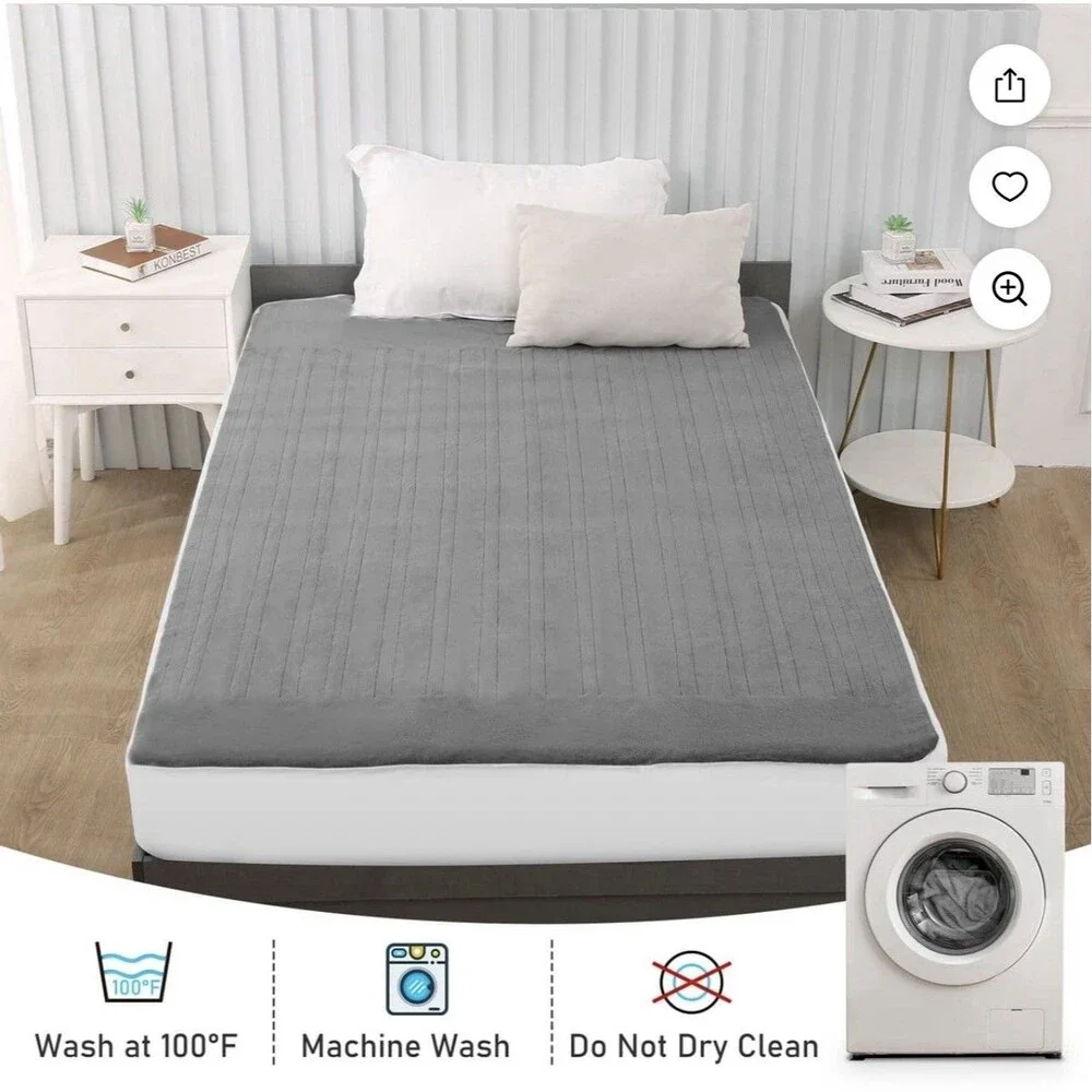 Maxkare Twin Heated Mattress Pad, 10 Levels, Fleece Fabric, 39